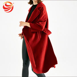 Red Color Women'S Long Wool Winter Coats ，Long Woolen Jacket For Ladies